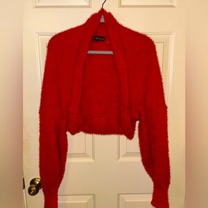 Almost Famous Red Knit Shrug Poncho Sweater